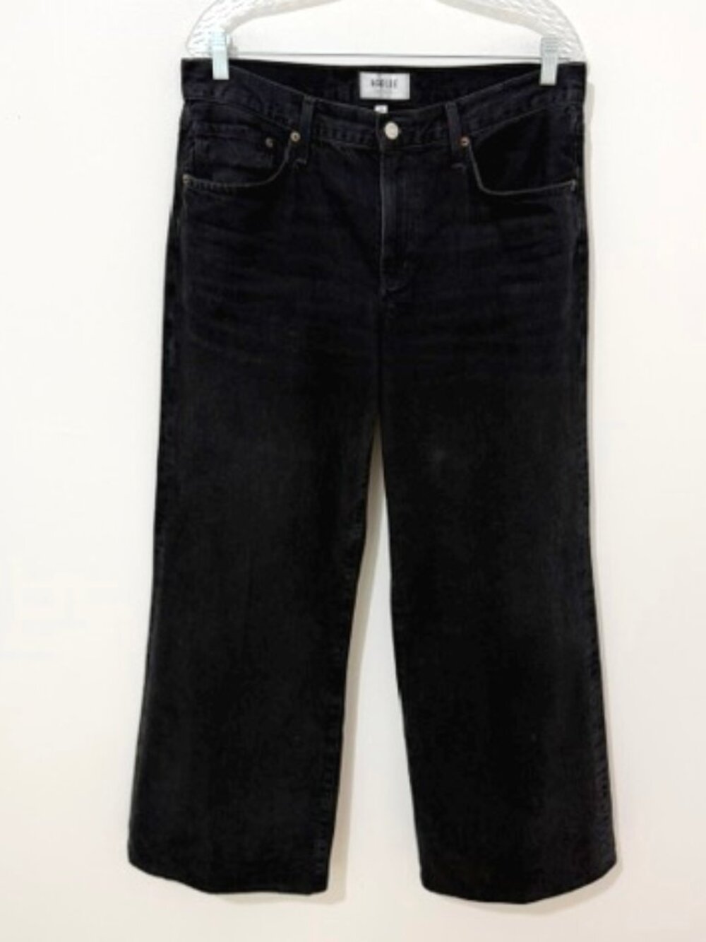 Agolde Clara Wide Leg Jeans in Black Women's Size 29